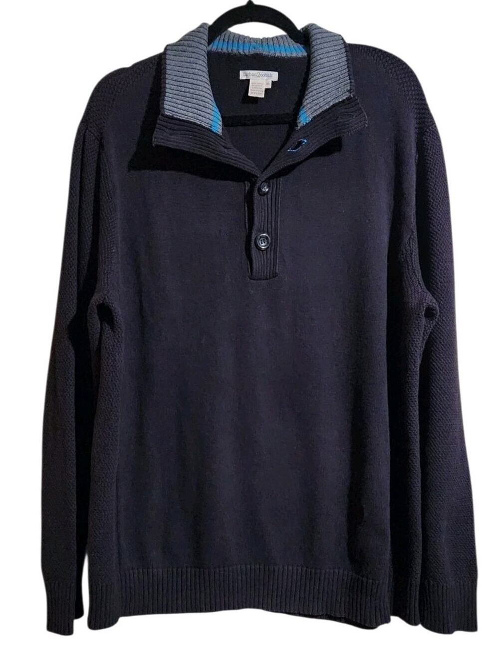Carbon 2 Cobalt Sweater Mens Sz XL Black 1/4 Button Outdoor Tight Knit Cabincore